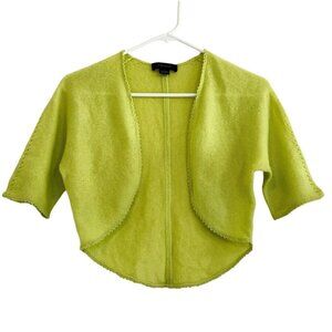 Christopher Fischer Green 100% Cashmere Bolero Shrug Short Sleeve Size S